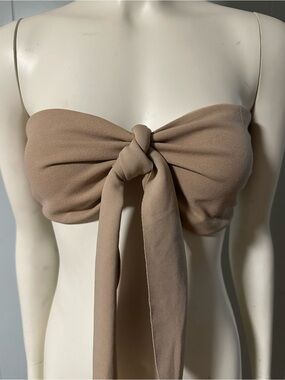 By Egreis Beige Strapless Bow Tie Bandeau Tube Top Size Medium NWT